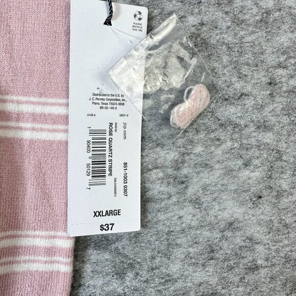 NWT Liz Claiborne Womens 2X XXL Sweater Pullover Striped Pink and White Very Sof - Picture 7 of 8
